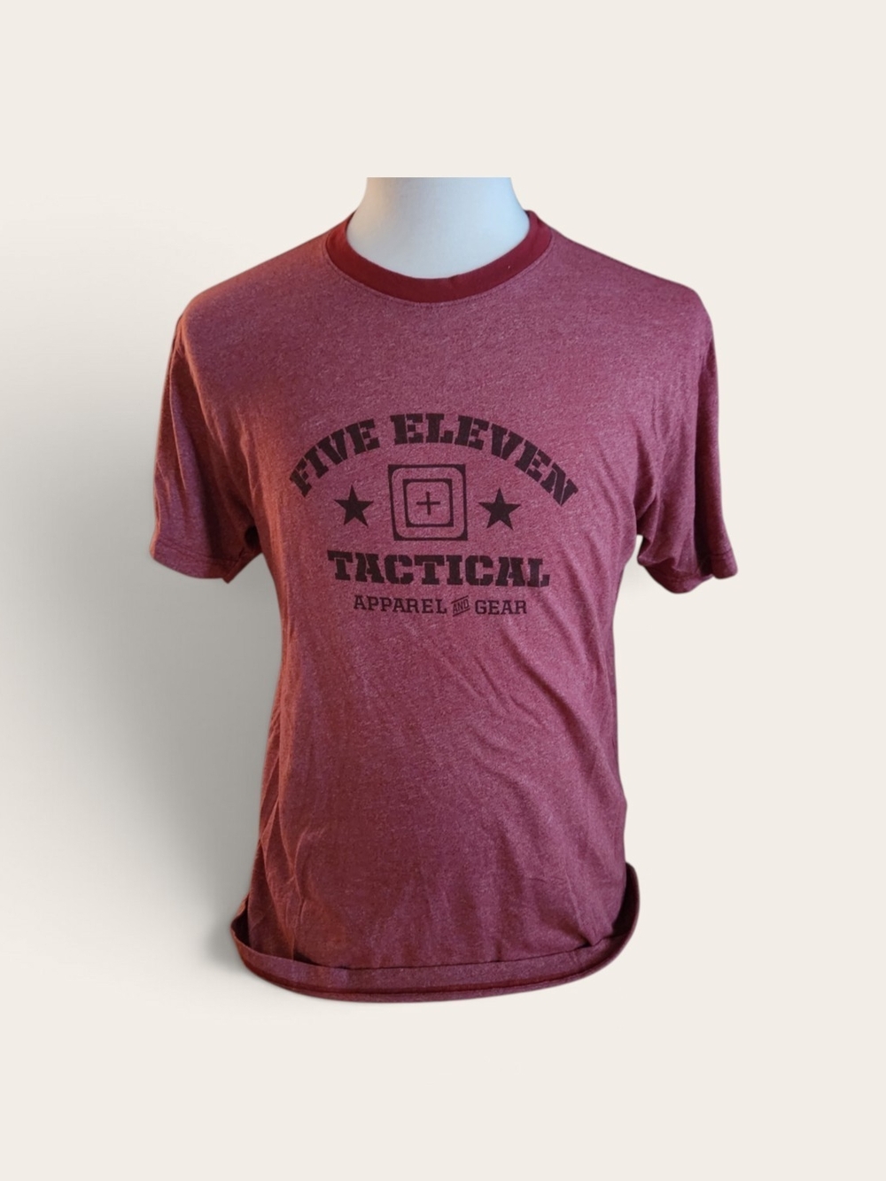 5.11 Tactical Men's Heather Maroon Logo Tee Size L Fitted